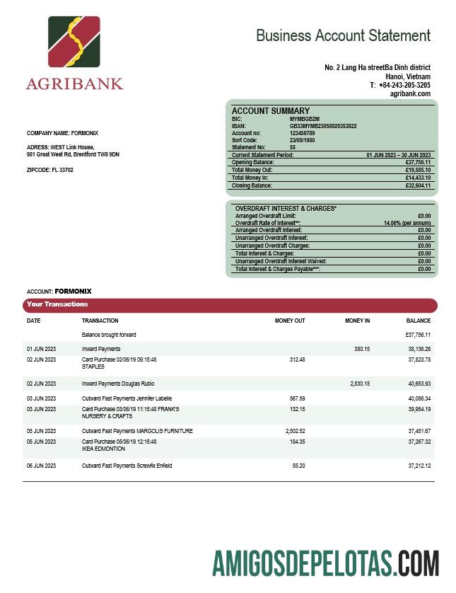 Em branco Declaração da Empresa Agribank Modelo Word e PDF